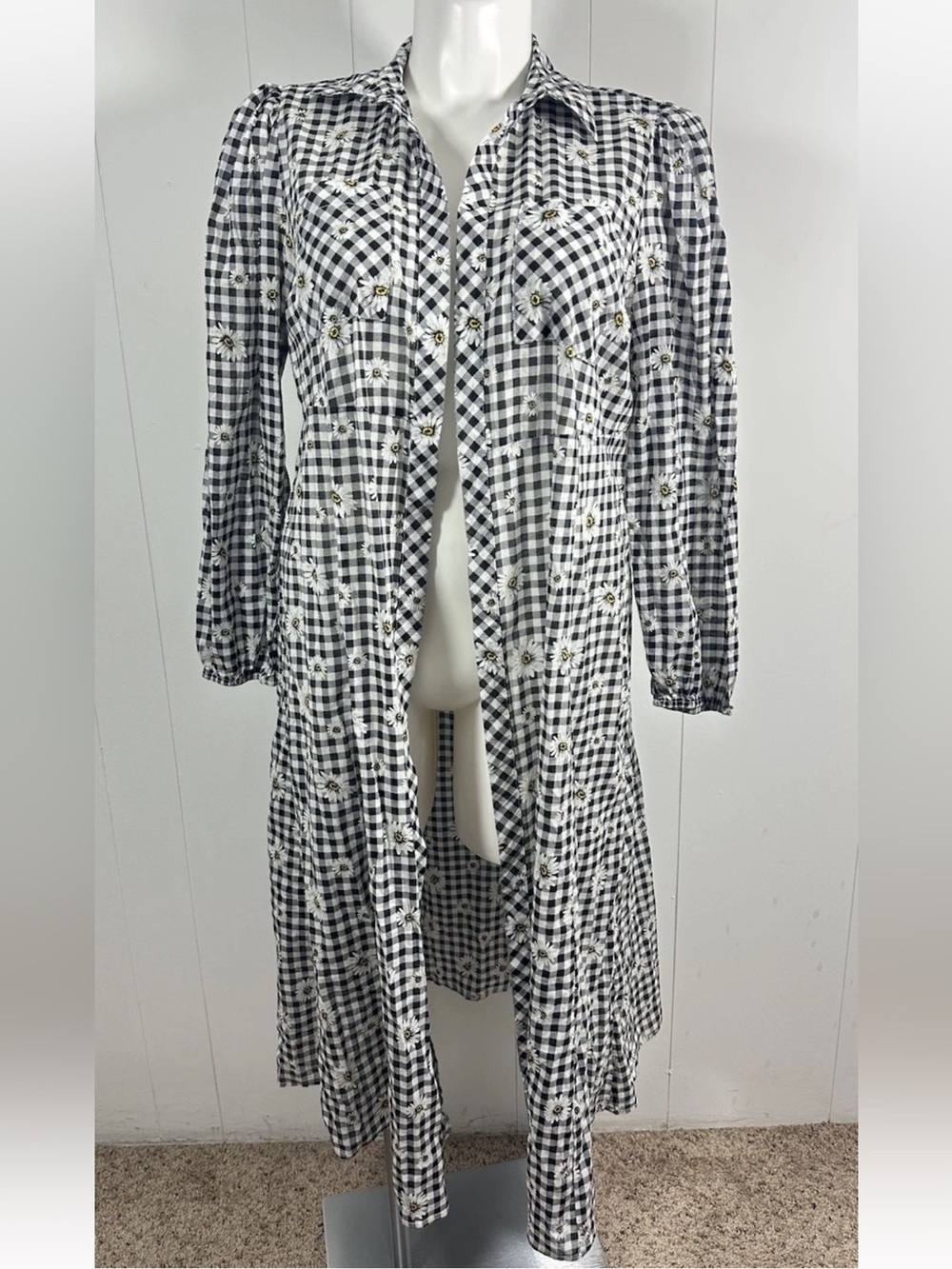 Torrid Size 1X Plaid Kimono Duster Long Sleeve Floral Womens Open Front